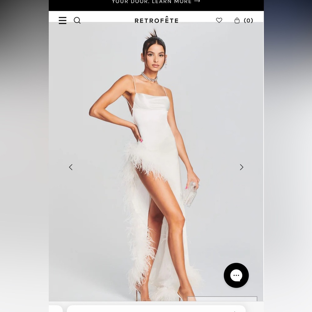 Retrofete Priscilla Feather maxi Dress white XS